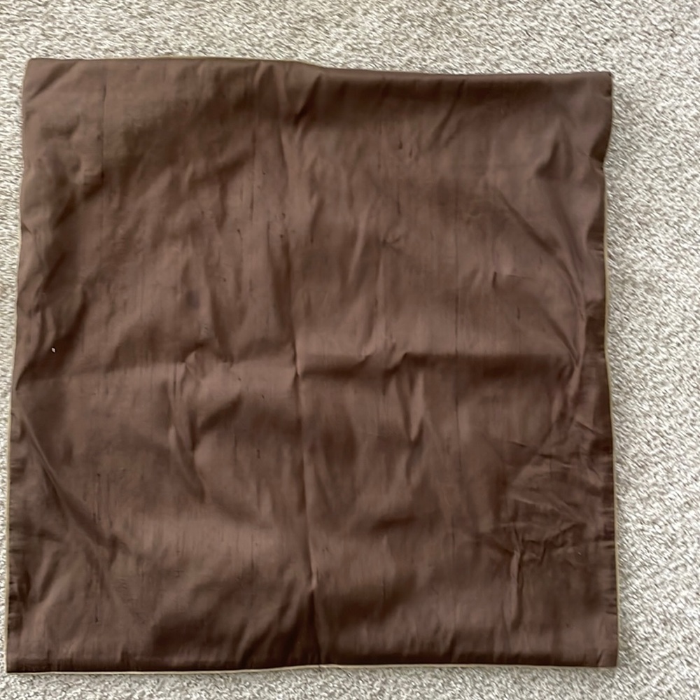 Pottery Barn 18 inch chocolate brown silk pillow cover